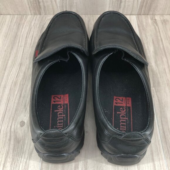 Simple Loafers Mens 12 Black Leather Slip On Shoes